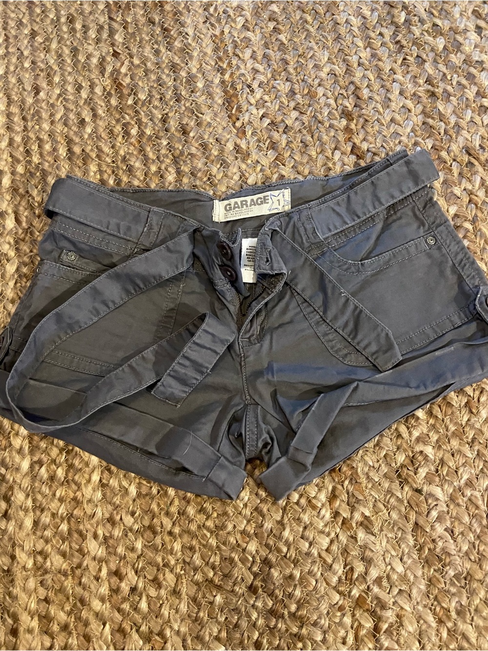 Garage Women's Dark Charcoal Cargo Shorts with Tie Belt